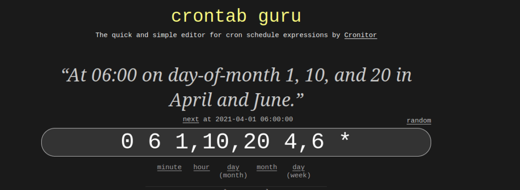 crontab guru translation