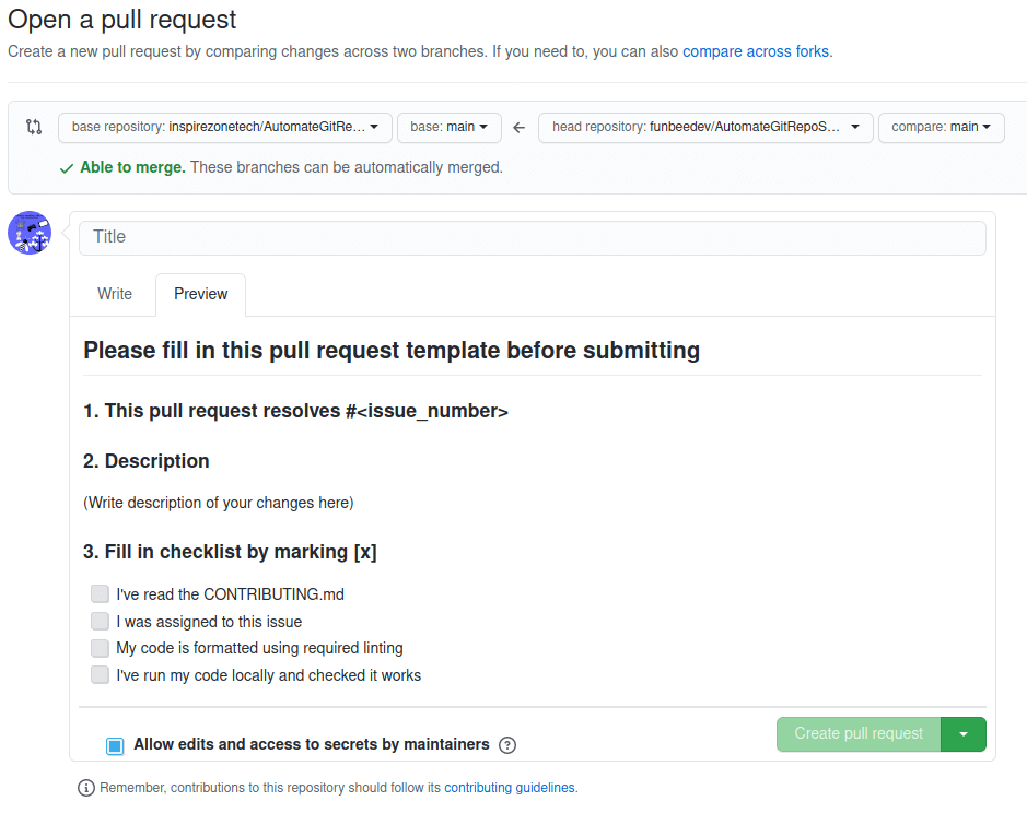 open source repo pr template