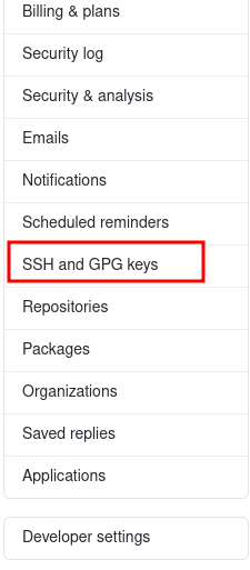 github gpg key settings