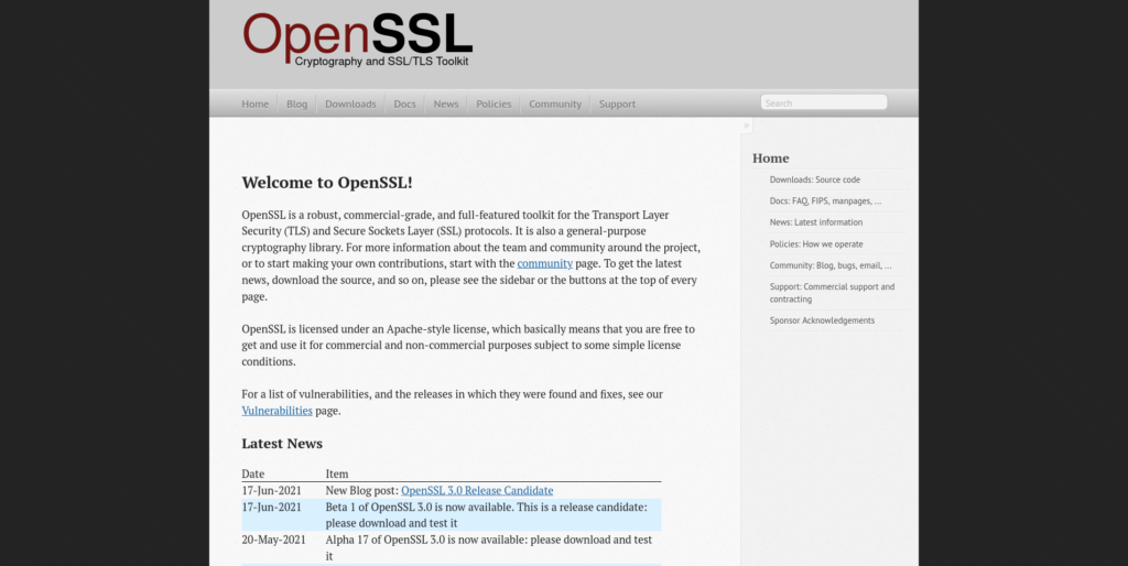 OpenSSL Free and open source software Cryptography