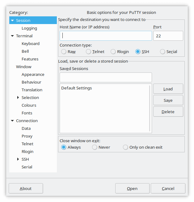 Free and Open source software PuTTY